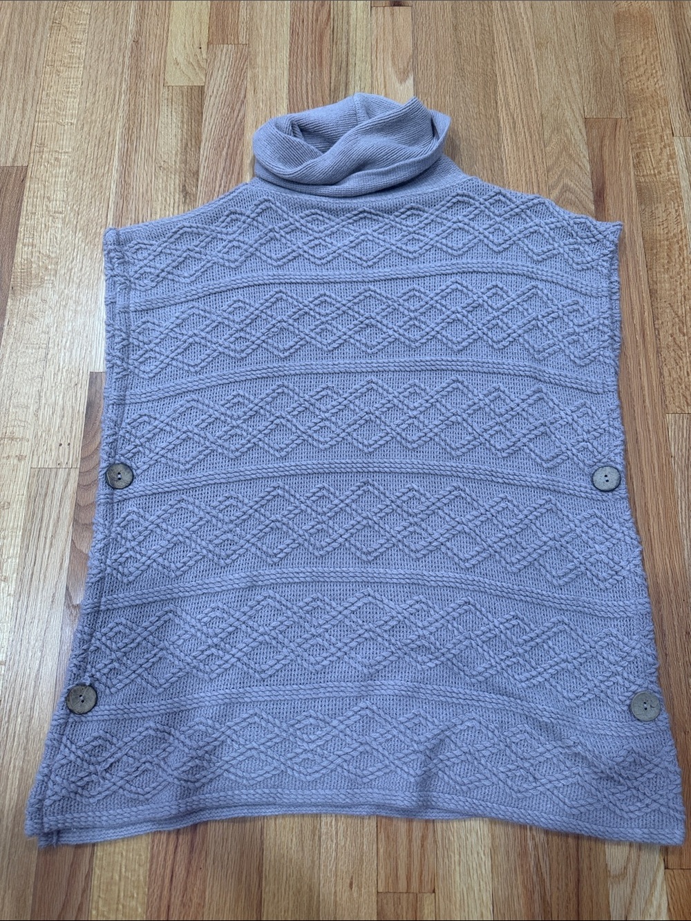 Womens Cable Knit Turtleneck Poncho Sweater